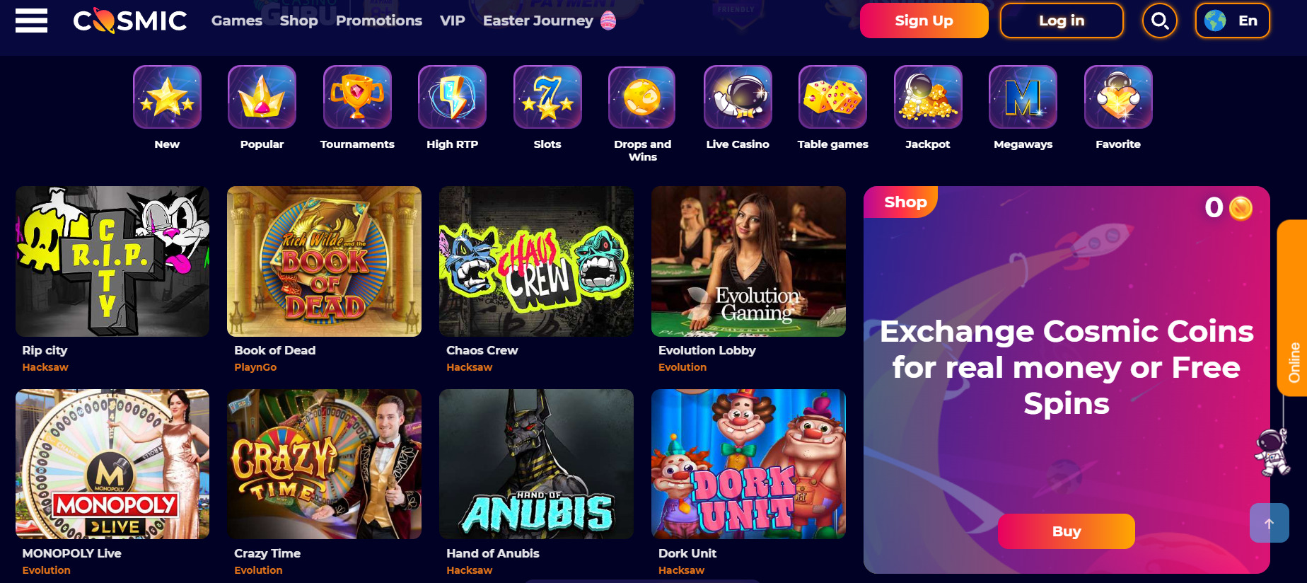 Cosmicslot games