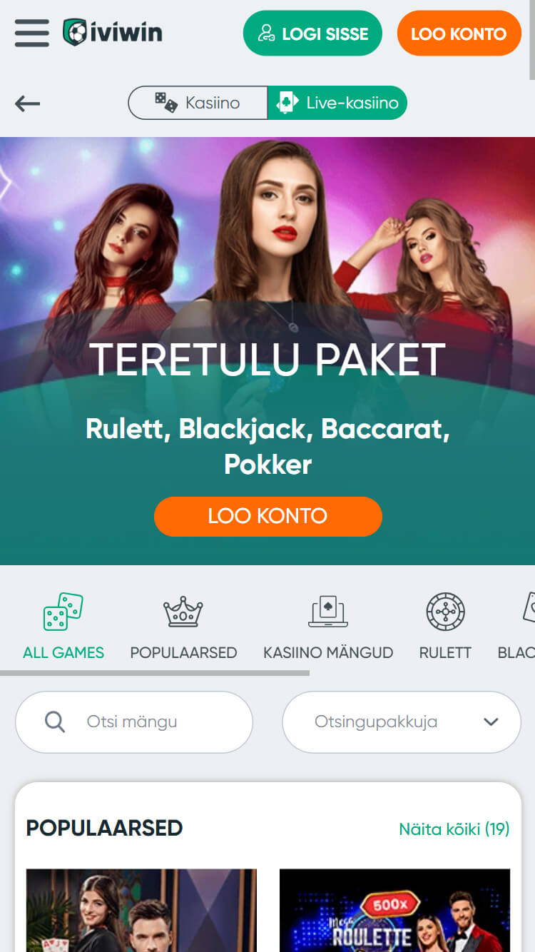 Live kasiino Iviwin