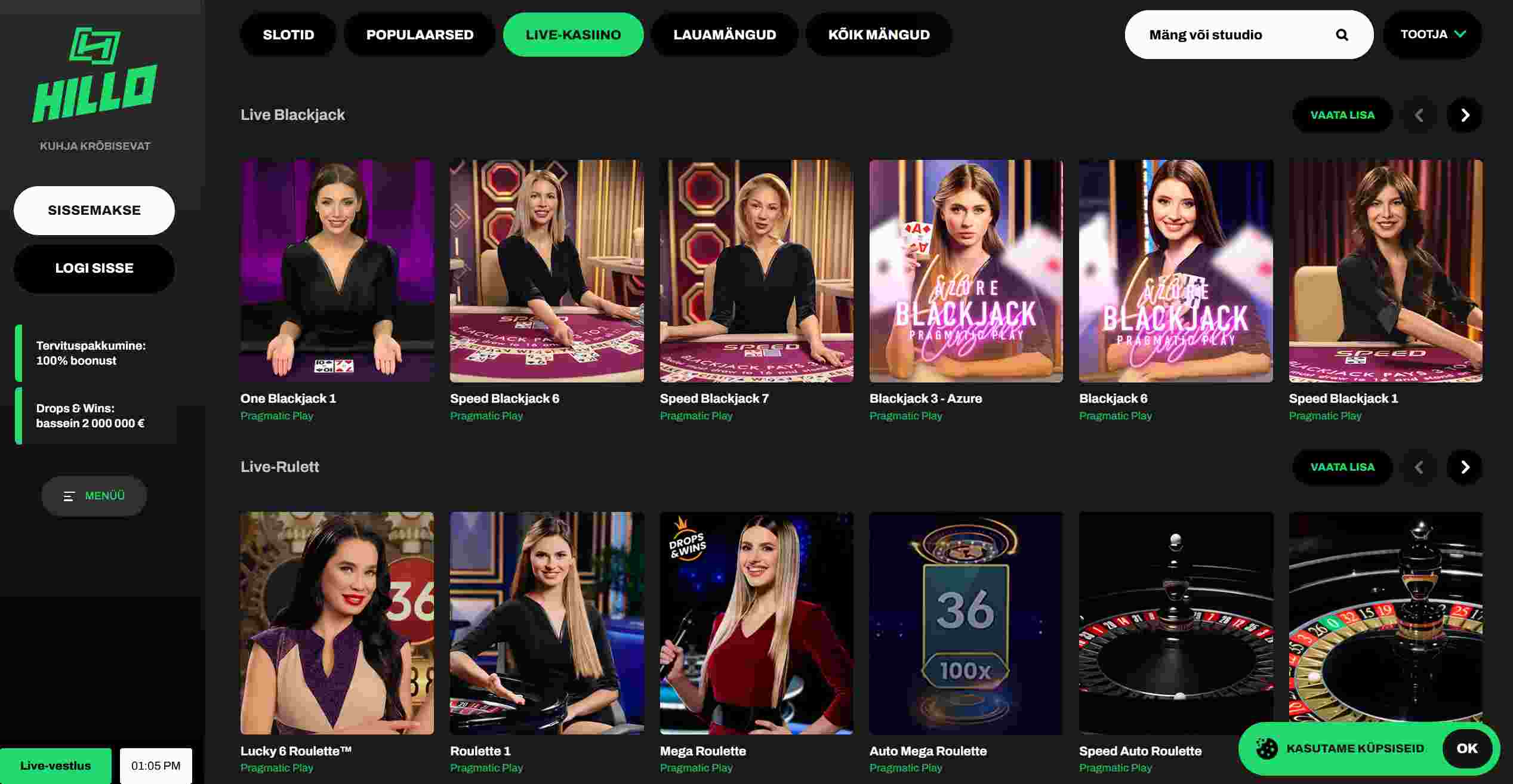 live hillo eesti-kasiinod