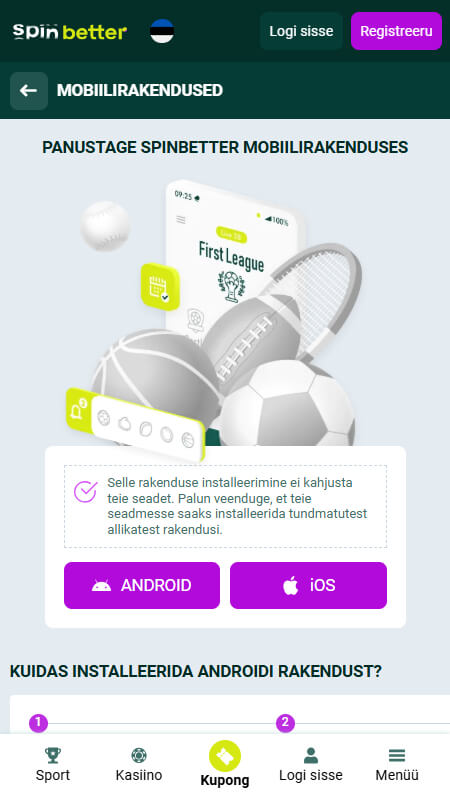 SpinBetter mobiilirakendused