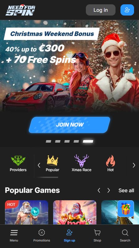 Главная страница онлайн NeedForSpin