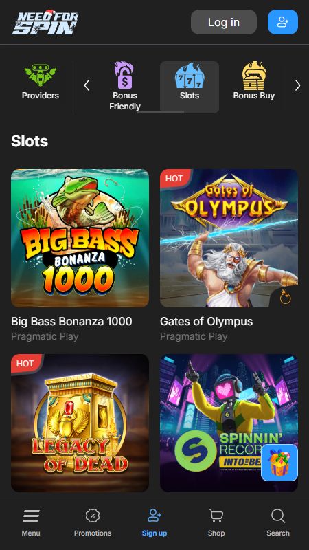 Online-kasiino sektsioon NeedForSpins