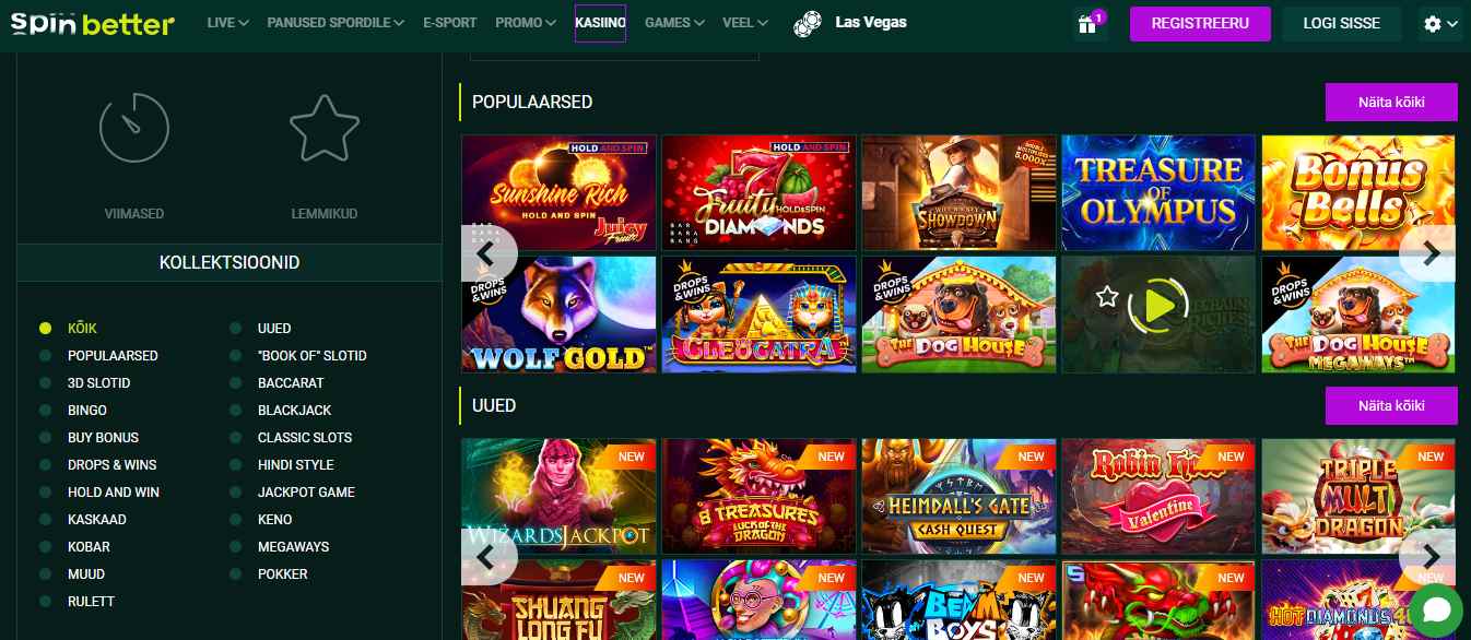 SpinBetter Casino Popular Games, eesti-kasiinod.online