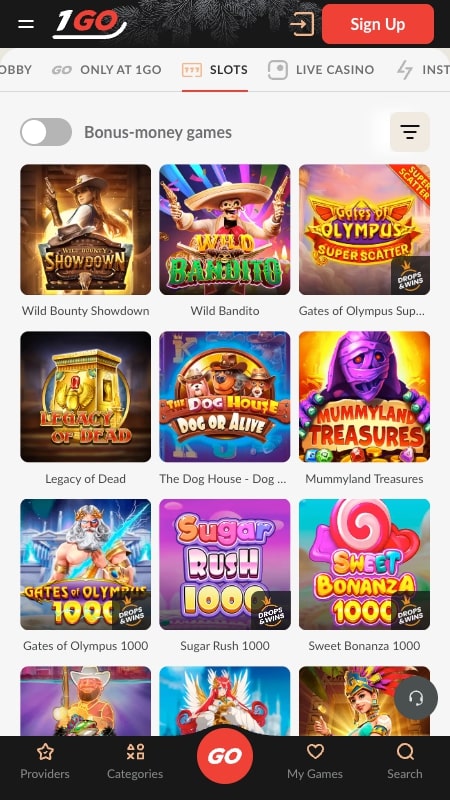 1Go Casino kasiino avaleht